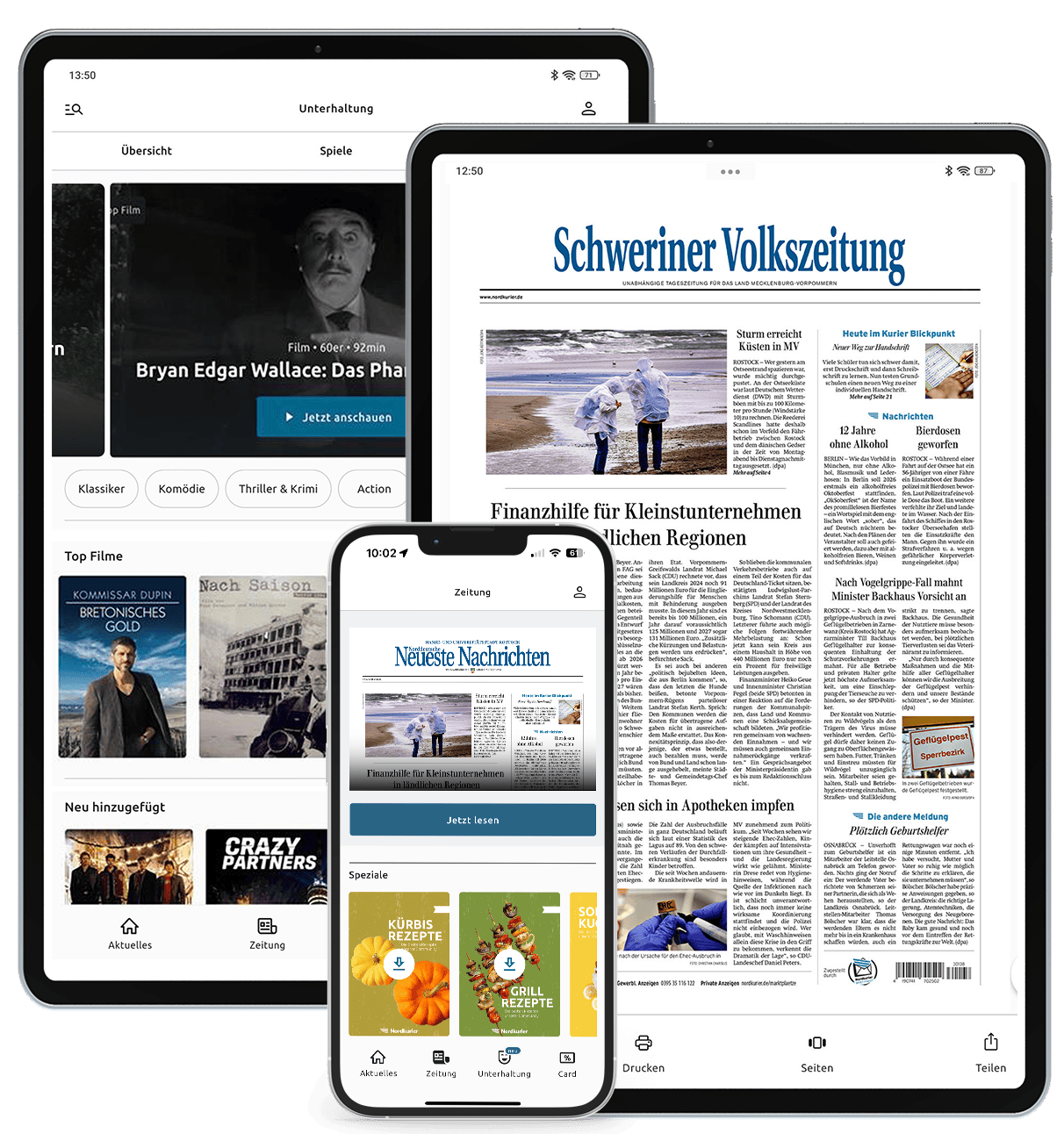Nordkurier, SVZ, NNN und Prignitzer: Digitale Zeitung lesen, Filme streamen & 200€ Barpämie oder gratis Tablet sichern!