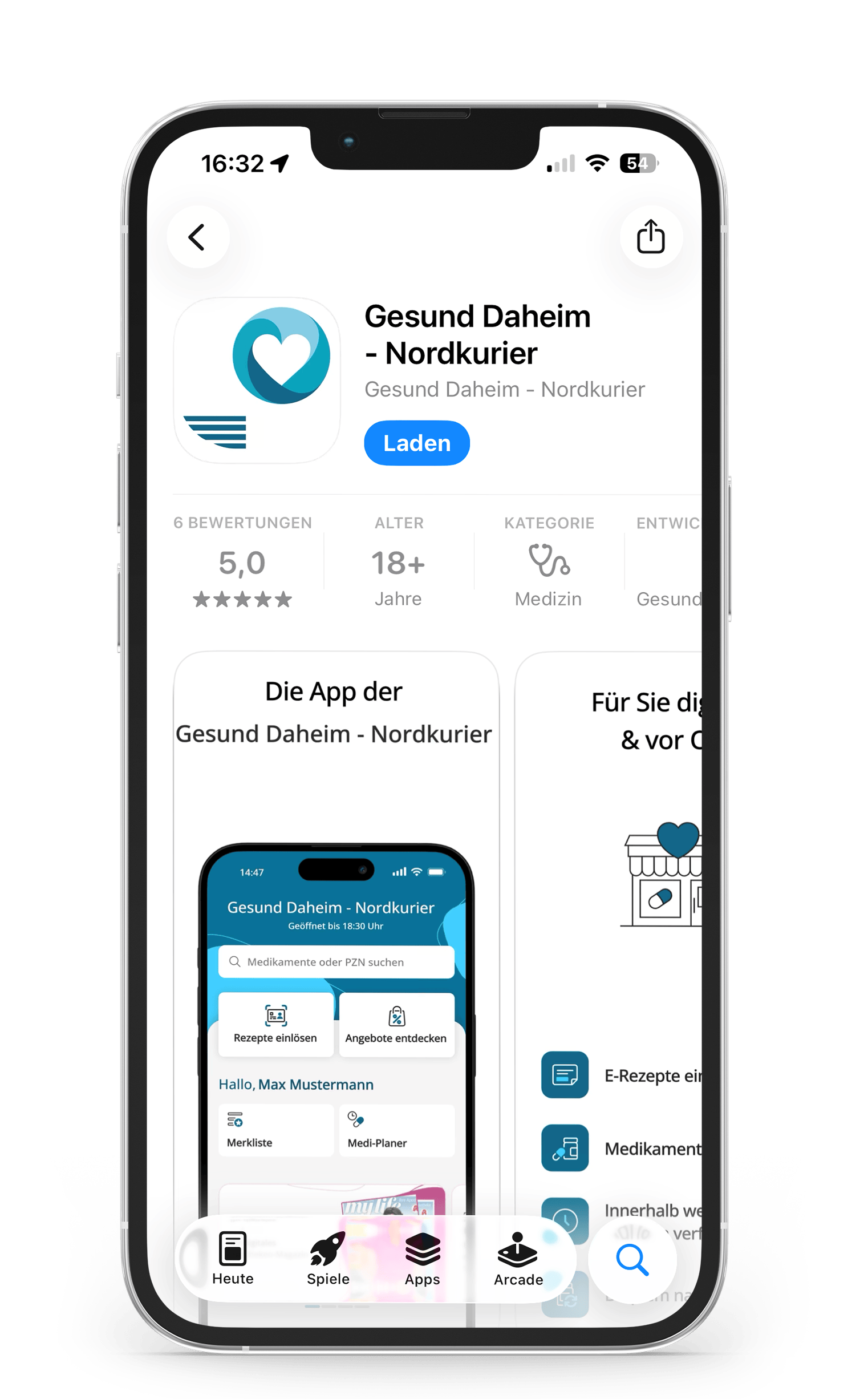 Die „gesund daheim“-App des Nordkurier kostenlos im Apple App Store.