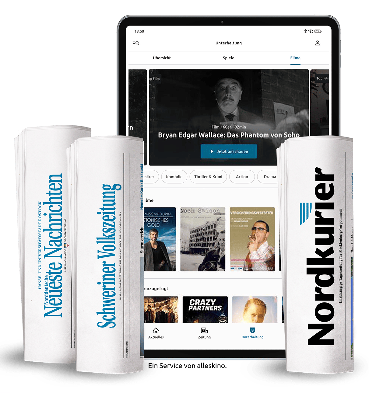 Nordkurier, SVZ, NNN und Prignitzer: 24 Monate gedruckte und digitale Zeitung weiterlesen, Filme streamen & gratis Tablet sichern!